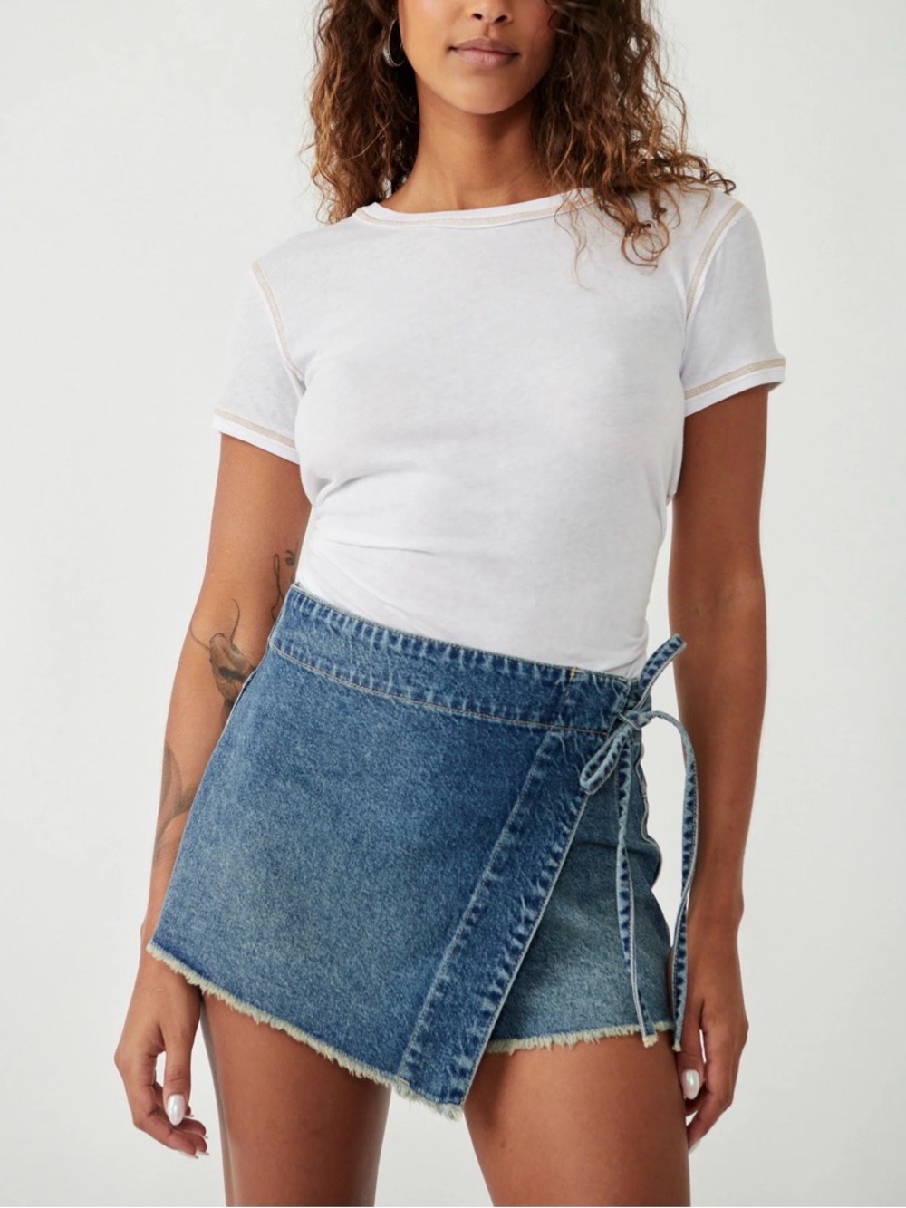 NWT Free People x We The Free Emmy Denim Skort in Misty Blue